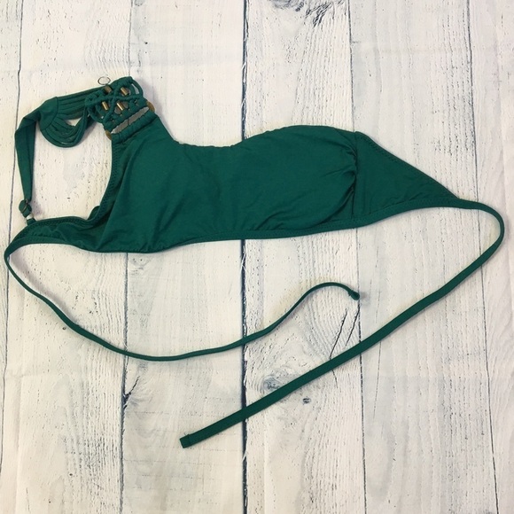Becca by Rebecca Virtue one shoulder green  bikini top string tie closure - Picture 2 of 5